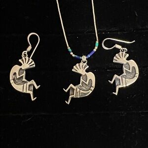 Kokopelli 925 Necklace And Earring Set